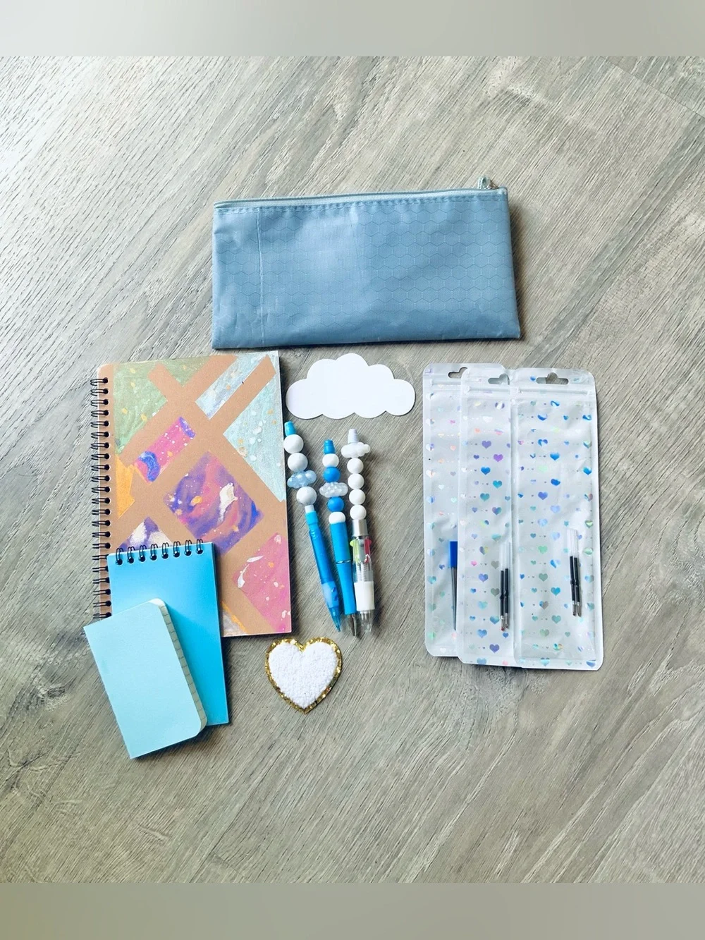 NEW📚 Handcrafted Stationery Set w/ Beaded Pens & Notebooks
